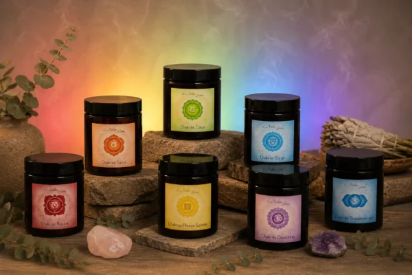 Coffret de 7 bougies parfumées aux chakras, cire de soja artisanale L'Atelier Ginko
