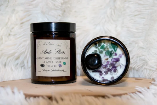 bougie lithothérapie anti stress Bougie parfumée Lithothérapie Anti-Stress - vue 4, L'Atelier Ginko