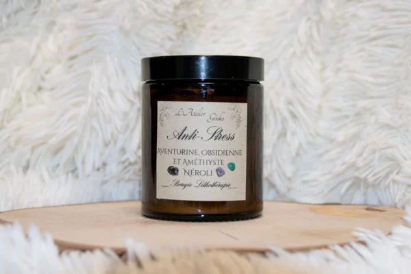 bougie lithothérapie anti stress avant Bougie parfumée Lithothérapie Anti-Stress - vue 2, L'Atelier Ginko