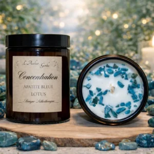 bougie lithothérapie concentration new_resultat Bougie parfumu00e9e lithothu00e9rapie Concentration allumu00e9e, cire de soja artisanale L'Atelier Ginko