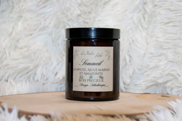 bougie lithothérapie sommeil avant Bougie parfumée Lithothérapie Sommeil - vue 2, L'Atelier Ginko