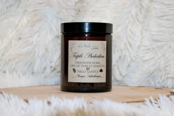 bougie lithothérapie triple protection avant Bougie parfumée Lithothérapie Triple Protection - vue 2, L'Atelier Ginko